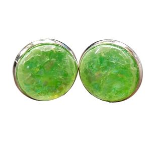 Green cabochon earrings